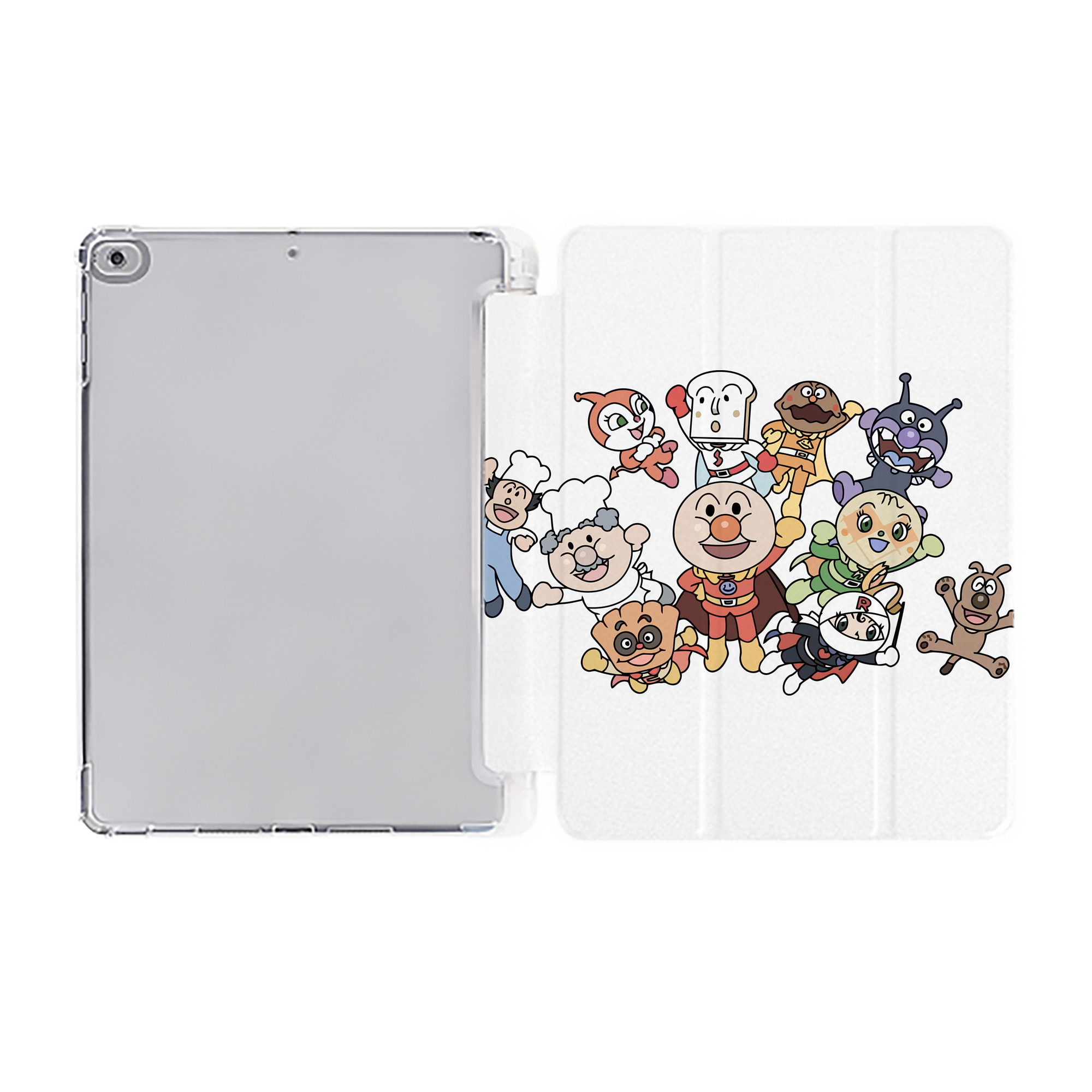 （画像用） アンパンマン Anpanman IPad ケース ペン収納付き 三つ折りスタンド PUレザー×シリコン 対応機種9.5/10.5/10.9インチ